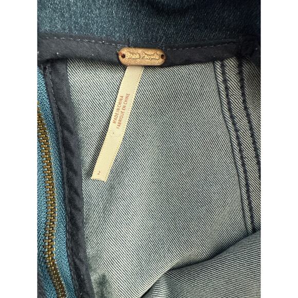 Free‎ People Modern Femme Color Block Unlined Mini Skirt Dark Blue Size 2 - Picture 8 of 9